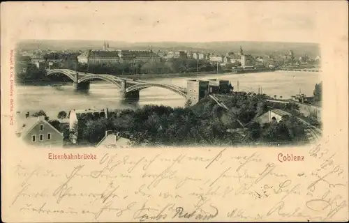 Ak Koblenz am Rhein, Eisenbahnbrücke