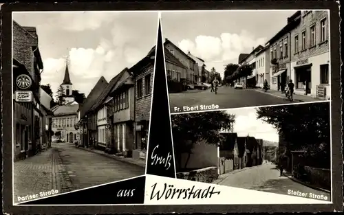 Ak Wörrstadt in Rheinhessen, Fr. Ebert Straße, Stelzer Straße, Pariser Straße