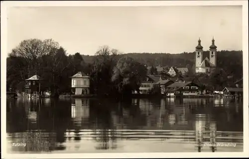 Ak Tutzing am Starnberger See Oberbayern, Teilansicht, See