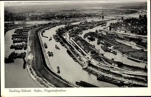 Ak Ruhrort Duisburg im Ruhrgebiet, Hafen, Fliegeraufnahme