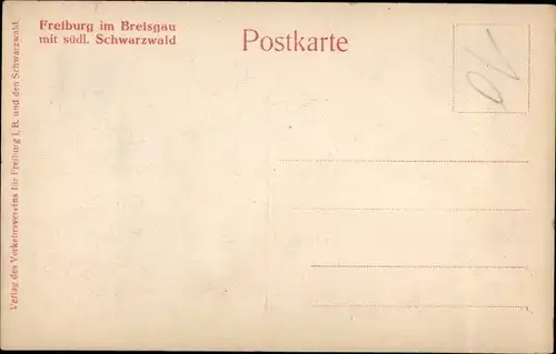 Landkarten Ak Freiburg im Breisgau, Panorama mit südl. Schwarzwald