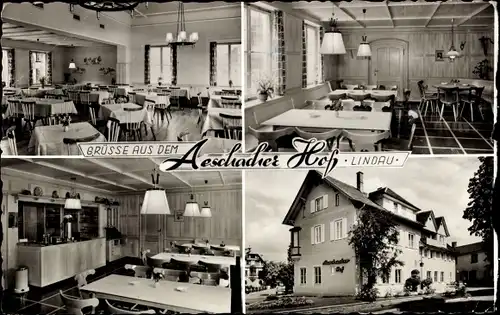 Ak Aeschach Lindau am Bodensee Schwaben, Gasthof Aeschacher Hof, Bar, Speisesaal