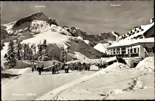 Ak Garmisch Partenkirchen in Oberbayern, Kreuzeck, Zugspitze, Alpspitze, Schnee, Winter