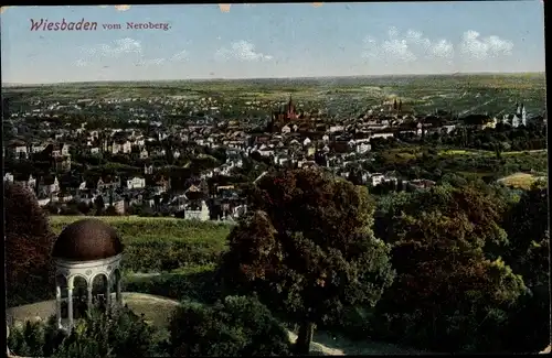 Ak Wiesbaden in Hessen, Panorama vom Neroberg aus