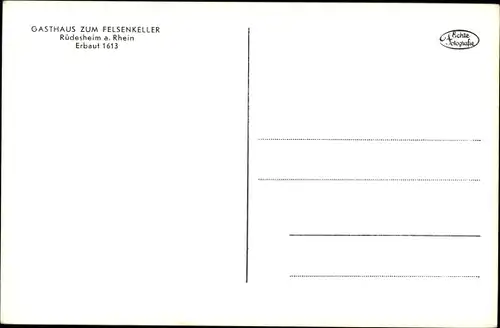 Ak Rüdesheim am Rhein, Gasthaus zum Felsenkeller, Kellergewölbe, Erbaut 1613