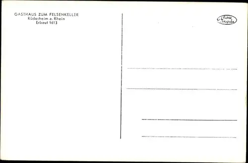 Ak Rüdesheim Rhein, Gasthaus zum Felsenkeller, Weinschenke, Oberstraße
