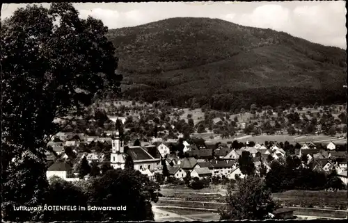 Ak Rotenfels Gaggenau im Murgtal Schwarzwald, Totale vom Ort, Kirche
