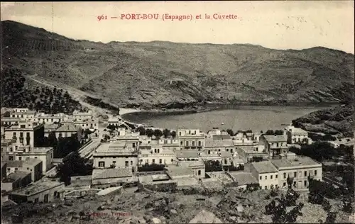 Ak Portbou Katalonien, Vue panoramique et la Cuvette