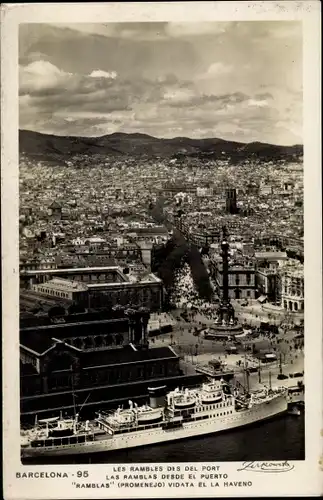 Ak Barcelona Katalonien Spanien, les rambles dis del port