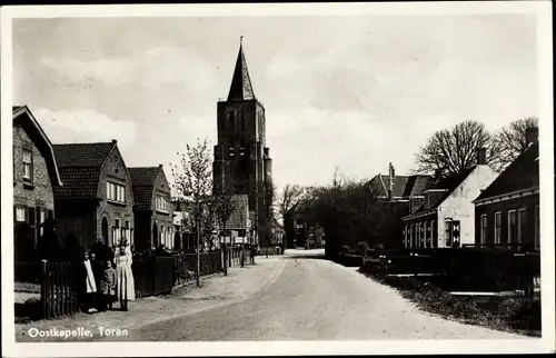 Ak Oostkapelle Walcheren Zeeland, Straßenpartie, Toren