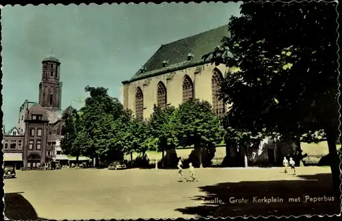 Ak Zwolle Overijssel Niederlande, Grote Kerkplein met Peperbus