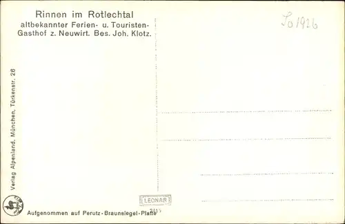 Ak Rinnen Berwang in Tirol, Totalansicht, Gasthof zum Neuwirt