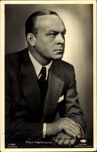 Ak Schauspieler Paul Hartmann, Portrait, Ross 3255/1, Autogramm