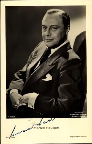 Ak Schauspieler Harald Paulsen, Portrait, Ross Verlag A 2737/1, Autogramm