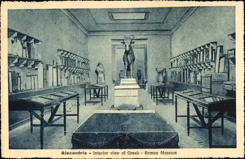 Ak Alexandria Ägypten, Interior view of Greek-Roman Museum
