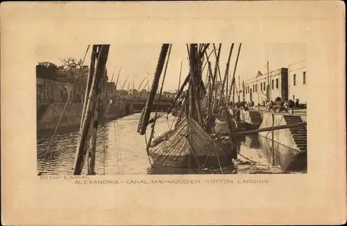 Ak Alexandria Ägypten, Canal Mahmoudieh, Cotton Landing