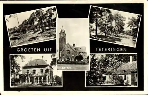 Ak Teteringen Nordbrabant, Meerberg, R. K. Kerk, Camping, Cadettenkamp