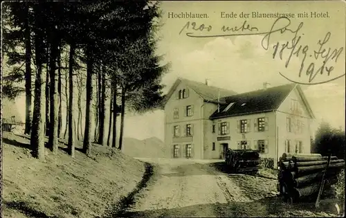 Ak Blauen Badenweiler im Schwarzwald, Ende der Blauenstraße mit Hotel Hochblauen