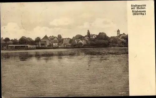 Ak Altshausen in Oberschwaben Württemberg, Stadtansicht mit Weiher