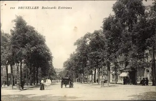 Ak Bruxelles Brüssel, Boulevards Extérieurs, Straßenpartie