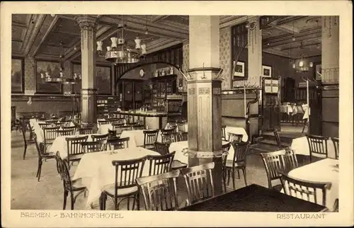 Ak Hansestadt Bremen, Bahnhofshotel, Restaurant