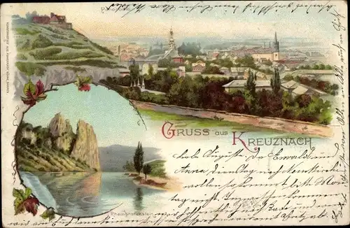 Litho Bad Kreuznach in Rheinland Pfalz, Panorama, Rheingrafenstein