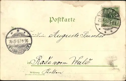 Mondschein Litho Koblenz am Rhein, Deutsches Eck, Denkmal, Stadtpanorama