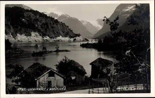 Ak Norwegen, Loenvandet i Nordfjord, Holzhäuser