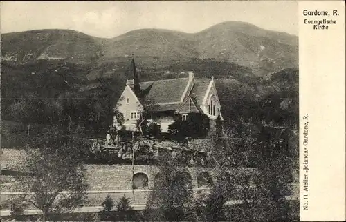 Ak Gardone Lago di Garda Lombardia, Evang. Kirche