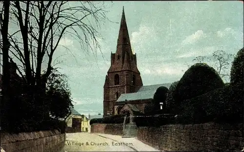 Ak Eastham Merseyside England, Village and Church