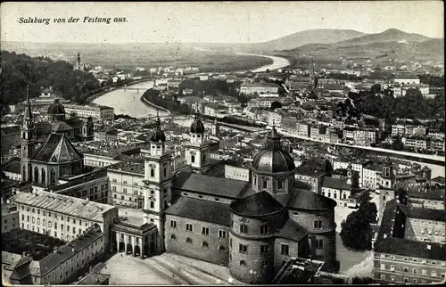 Ak Salzburg in Österreich, Panorama von der Festung aus