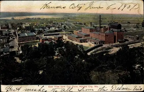 Ak Kansas City Missouri USA, East View from City Point