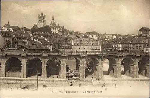 Ak Lausanne Kanton Waadt, Le Grand Pont