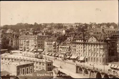 Ak Lausanne Kanton Waadt, Grand Pont, Banque Populaire