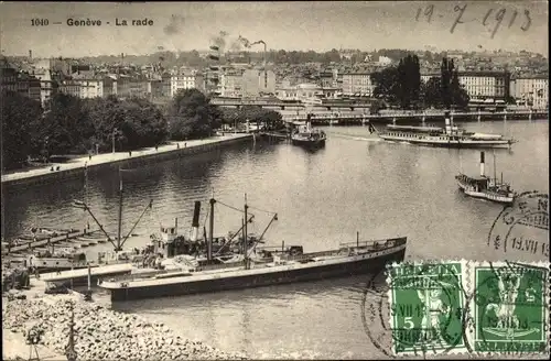 Ak Genève Genf Schweiz, La rade, Schiffe