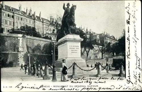 Ak Genève Genf Stadt, Monument du Général Dufour