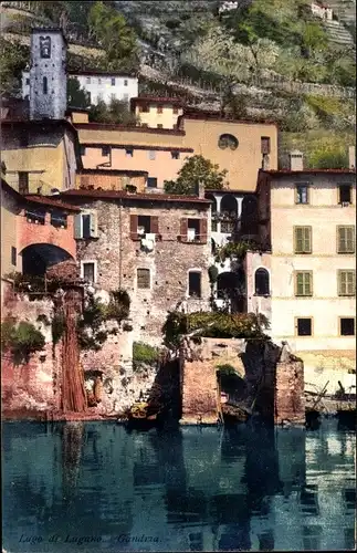 Ak Gandria Lago di Lugano Tessin Schweiz, Häuser am Ufer