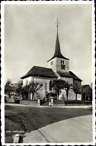 Ak Fontaines Kanton Neuenburg, Kirche
