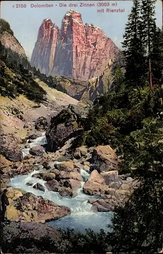 Ak Toblach Dobbiaco Südtirol, Tre Cime di Lavaredo, Drei Zinnen