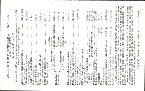 Ak Französische Eisenbahn, Chemin de fer, Locomotive, 141 P Compound, Tender 36 P