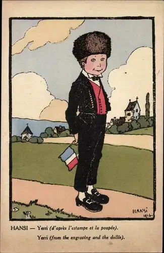 Künstler Ak Hansi, Yerri, Junge in Elsässer Volkstracht