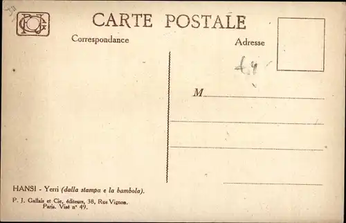 Künstler Ak Hansi, Yerri, Junge in Elsässer Volkstracht