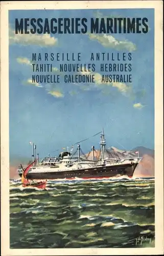 Künstler Ak Messageries Maritimes, Dampfer, Reklame