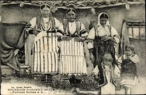 Ak Femmes serbes, Souvenir d'Orient 1914-18