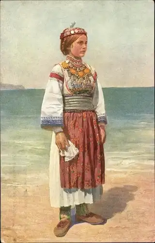Künstler Ak Kleinmond, L., Frau in kroatischer Tracht
