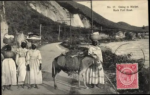 Ak Jamaika, Going to Market, Rock Fort Road, Esel, Einheimische