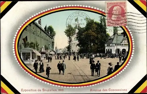 Passepartout Wappen Ak Exposition de Bruxelles 1910, Avenue des Concessions