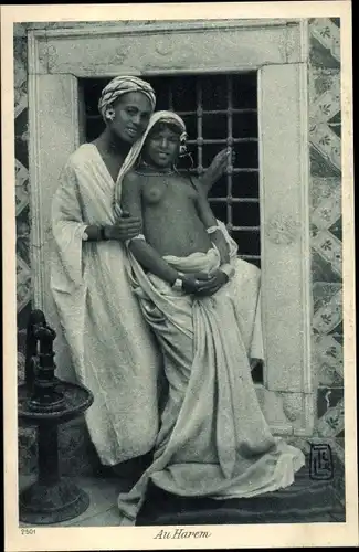 Ak Au Harem, Maghreb, arabische Frauen, Barbusig