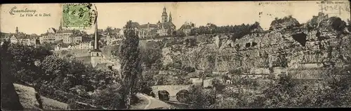 Klapp Ak Luxemburg Luxembourg, Stadtansicht aus der Vogelschau