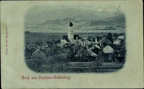 Mondschein Ak Rettenberg im Allgäu, Totalansicht